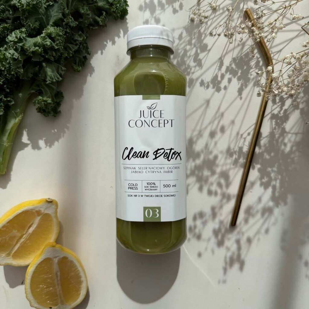 CLEAN DETOX szpinak, seler naciowy, ogórek, jabłko, cytryna, imbir